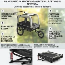 Klarfit Klarfit Husky Vario Rimorchio E Buggy Per Cani 2in1 Ca. 240L 600D Oxford Verde -Cibi per cani in Italia 83732690 3 1