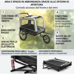 Klarfit Klarfit Husky Vario Rimorchio E Buggy Per Cani 2in1 Ca. 240L 600D Oxford Verde 9 Klarfit Klarfit Husky Vario Rimorchio E Buggy Per Cani 2in1 Ca. 240L 600D Oxford Verde -Cibi per cani in Italia 83732690 3