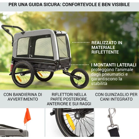 Klarfit Klarfit Husky Vario Rimorchio E Buggy Per Cani 2in1 Ca. 240L 600D Oxford Verde 6 Klarfit Klarfit Husky Vario Rimorchio E Buggy Per Cani 2in1 Ca. 240L 600D Oxford Verde - immagine 4