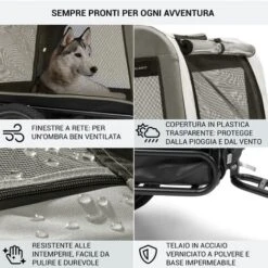 Klarfit Klarfit Husky Vario Rimorchio E Buggy Per Cani 2in1 Ca. 240L 600D Oxford Verde -Cibi per cani in Italia 83732690 5 1