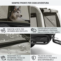 Klarfit Klarfit Husky Vario Rimorchio E Buggy Per Cani 2in1 Ca. 240L 600D Oxford Verde 11 Klarfit Klarfit Husky Vario Rimorchio E Buggy Per Cani 2in1 Ca. 240L 600D Oxford Verde -Cibi per cani in Italia 83732690 5
