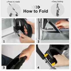 Passeggino Per Animali Domestici, Passeggino Pieghevole A 3 Ruote Con Cestello Portaoggetti E Portabicchieri Per Cani Di Piccola E Media Taglia (Grigio Chiaro) 9 Passeggino Per Animali Domestici, Passeggino Pieghevole A 3 Ruote Con Cestello Portaoggetti E Portabicchieri Per Cani Di Piccola E Media Taglia (Grigio Chiaro) -Cibi per cani in Italia 83841465 3