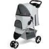 Passeggino Per Animali Domestici, Passeggino Pieghevole A 3 Ruote Con Cestello Portaoggetti E Portabicchieri Per Cani Di Piccola E Media Taglia (Grigio Chiaro) -Cibi per cani in Italia 83841474 1