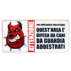 1 Cartello Targa Attenti Al Cane Area Difesa Biadesivo 3m Pvc Lucido 20 X 10cm