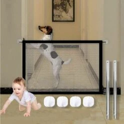 BR-Vie Cancello Magico Per Cani, Recinzione Di Sicurezza Per Corridoi, Cancello Magico, Recinzione Di Sicurezza Per Animali Domestici, Recinzione Pieghevole Per Cani E Gatti, Recinzione Di Sicurezza P