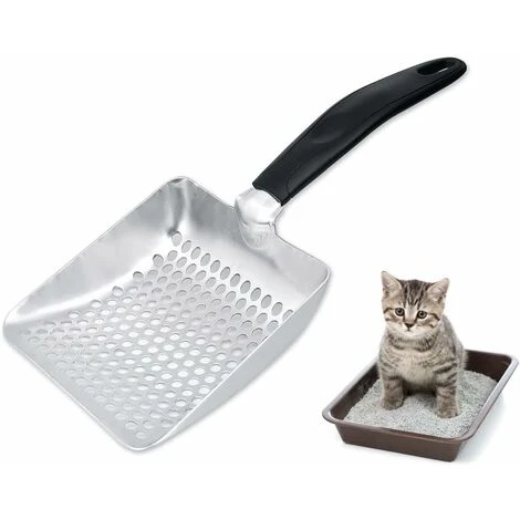 MINKUROW Pala Per Lettiera Per Gatti In Alluminio Resistente Con Comoda Impugnatura Lunga In Gomma Per Animali Domestici, Cani E Gatti 3 MINKUROW Pala Per Lettiera Per Gatti In Alluminio Resistente Con Comoda Impugnatura Lunga In Gomma Per Animali Domestici, Cani E Gatti