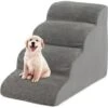 GOPLUS Scale Per Animali Domestici, Fondo Antiscivolo, Materiale In Spugna Ad Alta Densit¨¤, Rivestimento Lavabile, Per Divano, Letto (4 Gradini - Grigio)