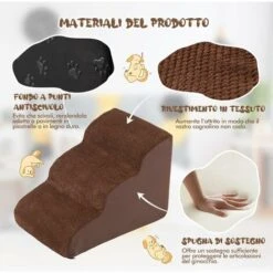 GOPLUS Scale Per Animali Domestici, Fondo Antiscivolo, Materiale In Spugna Ad Alta Densit¨¤, Rivestimento Lavabile, Per Divano, Letto (3 Gradini - Caff¨¨) -Cibi per cani in Italia 86236922 3