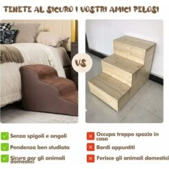 GOPLUS Scale Per Animali Domestici, Fondo Antiscivolo, Materiale In Spugna Ad Alta Densit¨¤, Rivestimento Lavabile, Per Divano, Letto (3 Gradini - Caff¨¨) -Cibi per cani in Italia 86236922 5