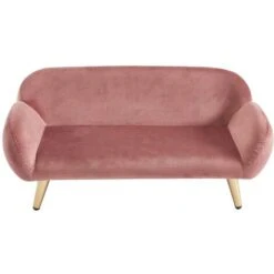 Divanetto Per Animali L.72 X P. 44 Cm In Velluto E Piedi Metallo Rosa - ZOLIA -Cibi per cani in Italia 86431346 5
