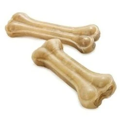 Trade Shop - Set 2 Ossi Pressati Da Masticare 20cm In Pelle Bovina Grezza Per Dentatura Cane