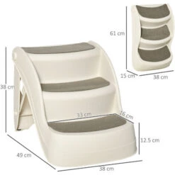 PawHut Scaletta Per Cani E Gatti Pieghevole Con 3 Gradini Antiscivolo In PP, 49x38x38 Cm, Beige 9 PawHut Scaletta Per Cani E Gatti Pieghevole Con 3 Gradini Antiscivolo In PP, 49x38x38 Cm, Beige -Cibi per cani in Italia 87893282 3