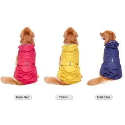 6XL Cappotto Antipioggia Riflettente Per Cani Da Compagnia Impermeabile Antipioggia Con Foro Per Guinzaglio Per Cani Di Taglia Media (Blu Scuro, 6XL) -Cibi per cani in Italia 88043577 5