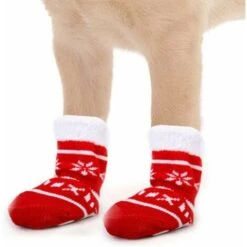 HIASDFLS Confezione Da 4 Calzini Antiscivolo Con Stampa Di Zampa Di Fiocco Di Neve Per Animali Domestici - Taglia M -Cibi per cani in Italia 88132715 3