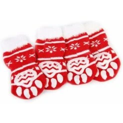 HIASDFLS Confezione Da 4 Calzini Antiscivolo Con Stampa Di Zampa Di Fiocco Di Neve Per Animali Domestici - Taglia M -Cibi per cani in Italia 88132715 5