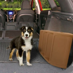 HENGMEI Scala Per Cani Di Taglia Piccola, 4 Gradini, Pieghevole, Con Tappetino Antiscivolo E Asta Di Supporto E Grande Taglia, Colore Marrone -Cibi per cani in Italia 88136456 5