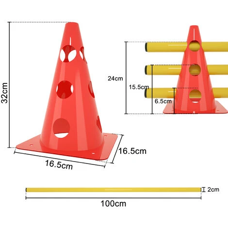 Set Corsa Ad Ostacoli Da 18 Pezzi Allenamento Di Coordinazione Per Esercizi, Set Di Ostacoli Regolabili, Per Calcio, Bambini, Cani HENGMEI 4 Set Corsa Ad Ostacoli Da 18 Pezzi Allenamento Di Coordinazione Per Esercizi, Set Di Ostacoli Regolabili, Per Calcio, Bambini, Cani HENGMEI - immagine 2