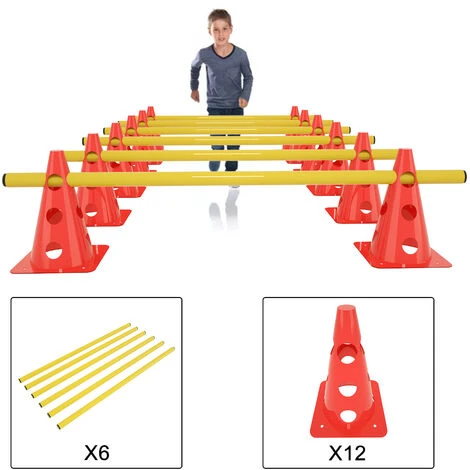 Set Corsa Ad Ostacoli Da 18 Pezzi Allenamento Di Coordinazione Per Esercizi, Set Di Ostacoli Regolabili, Per Calcio, Bambini, Cani HENGMEI 6 Set Corsa Ad Ostacoli Da 18 Pezzi Allenamento Di Coordinazione Per Esercizi, Set Di Ostacoli Regolabili, Per Calcio, Bambini, Cani HENGMEI - immagine 4