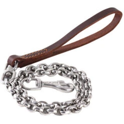 Guinzaglio Per Cani In Metallo Antiruggine Durevole Guinzaglio Educativo Classico Semplice Morbido Con Comoda Impugnatura In Pelle Bovina Per Escursionismo Cane Da Passeggio