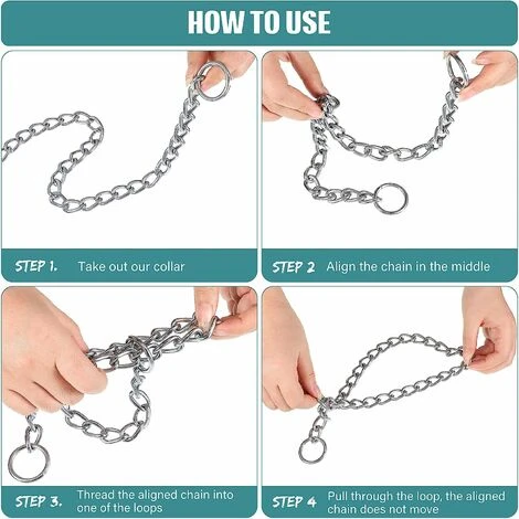 Collare Per Cani In Metallo Collari A Catena Per Cani Collare A Strozzo In Acciaio Per Cani Collare Antiscivolo Per Sciarpa Da Passeggio Per Animali Domestici (4 Mm X 60 Cm) 6 Collare Per Cani In Metallo Collari A Catena Per Cani Collare A Strozzo In Acciaio Per Cani Collare Antiscivolo Per Sciarpa Da Passeggio Per Animali Domestici (4 Mm X 60 Cm) - immagine 4