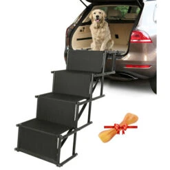 Rampa Per Auto Leggera Per Cani Con Struttura In Metallo Pieghevole E Fondo Antiscivolo Per Scale Per Animali In Auto, SUV E Letti Alti Nero -Cibi per cani in Italia 88717549 5