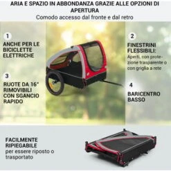 Klarfit Husky - Rimorchio Da Bici Per Cani, 250 L, Tela Oxford 600D -Cibi per cani in Italia 88753330 3 1
