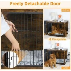 Bingopaw XL Gabbia Per Cani Metallo Legno Grande Taglia Casetta Per Cani Da Interno Tavolino Per Gabbia Recinto 97x59x75cm -Cibi per cani in Italia 89057657 3