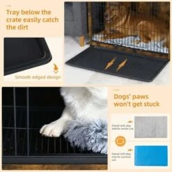 Bingopaw XL Gabbia Per Cani Metallo Legno Grande Taglia Casetta Per Cani Da Interno Tavolino Per Gabbia Recinto 97x59x75cm -Cibi per cani in Italia 89057657 4