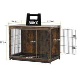Bingopaw XL Gabbia Per Cani Metallo Legno Grande Taglia Casetta Per Cani Da Interno Tavolino Per Gabbia Recinto 97x59x75cm -Cibi per cani in Italia 89057657 5