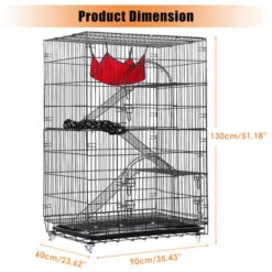 Gabbia Da Gioco Per Gatti Con Ruote Gabbia Per Parco Recinto In Metallo Casa A 4 Livelli L.90cm L.60cm H.130cm Con 2 Ante, Amaca, Letto, Scale A Rampa Recinto Per Animali Domestici Tooca -Cibi per cani in Italia 89569811 3