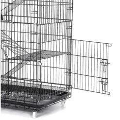Gabbia Da Gioco Per Gatti Con Ruote Gabbia Per Parco Recinto In Metallo Casa A 4 Livelli L.90cm L.60cm H.130cm Con 2 Ante, Amaca, Letto, Scale A Rampa Recinto Per Animali Domestici Tooca -Cibi per cani in Italia 89569811 5