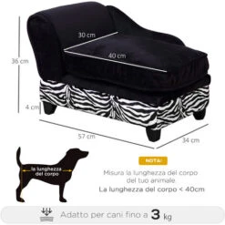 PawHut Divanetti Per Cani Per Animali Domestici Con Vano Portaoggetti, Nero E Bianco, 57x34x36cm -Cibi per cani in Italia 8962507 3