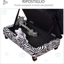 PawHut Divanetti Per Cani Per Animali Domestici Con Vano Portaoggetti, Nero E Bianco, 57x34x36cm -Cibi per cani in Italia 8962507 5