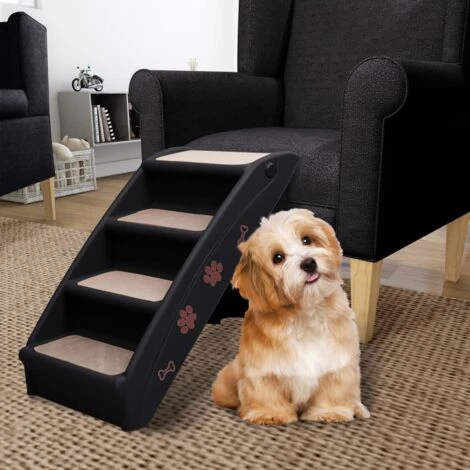 Hommoo Scala Pieghevole Per Cani Nera 62x40x49,5 Cm 3 Hommoo Scala Pieghevole Per Cani Nera 62x40x49,5 Cm