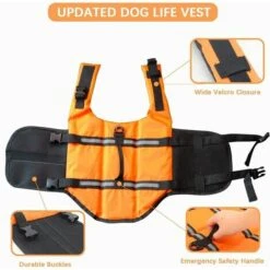LangRay Dog Life Vest Swim Training Giubbotto Salvagente Per Cani Con Chiusure A Scatto Regolabili E Strisce Riflettenti, Arancione, S -Cibi per cani in Italia 90784925 3