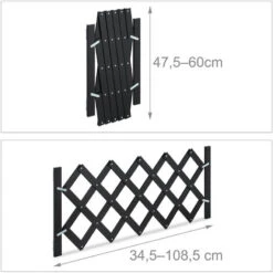 Relaxdays Cancelletto Di Sicurezza Per Cani, Recinzione Allungabile Fino A 108,5 Cm, Alto 47,5-60 Cm, In Bambù, Nero -Cibi per cani in Italia 90868977 4