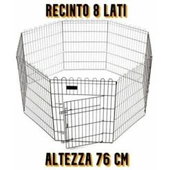 Rex Recinto In Ferro Altezza 76 Cm 8 Lati Box Per Cani Gatti Cuccioli Pieghevole An