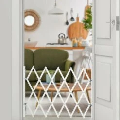 Relaxdays Cancelletto Di Sicurezza Per Cani, Barriera Porte E Scale, Allungabile 96 Cm, Alto 48,5-60 Cm, Bambù, Bianco -Cibi per cani in Italia 91259452 2