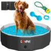 LOVPET® Piscina Per Cani Pieghevole Per Cani Grandi E Piccoli - Incluso Giocattolo Per Cani - Piscina Da Esterni Per Cani Pieghevole Per Bambini E Cani - Vasca Da Bagno Per Cani (S) 80cm Ø (de), Anthr -Cibi per cani in Italia 91949650 1