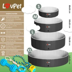 LOVPET® Piscina Per Cani Pieghevole Per Cani Grandi E Piccoli - Incluso Giocattolo Per Cani - Piscina Da Esterni Per Cani Pieghevole Per Bambini E Cani - Vasca Da Bagno Per Cani (S) 80cm Ø (de), Anthr -Cibi per cani in Italia 91949650 2