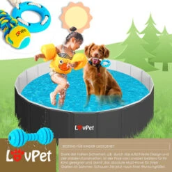 LOVPET® Piscina Per Cani Pieghevole Per Cani Grandi E Piccoli - Incluso Giocattolo Per Cani - Piscina Da Esterni Per Cani Pieghevole Per Bambini E Cani - Vasca Da Bagno Per Cani (S) 80cm Ø (de), Anthr -Cibi per cani in Italia 91949650 5