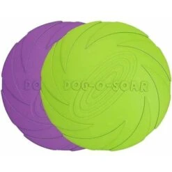 Frisbee Per Cani, Confezione Da 2 Dischi Volanti Galleggianti Per Cani In Gomma Naturale Da 7 Pollici Per Terra E Acqua (verde + Viola)