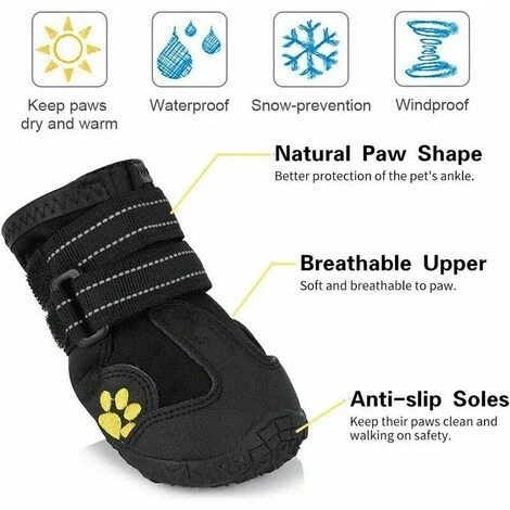 Stivali Protettivi Per Cani, Confezione Da 4 Scarpe Impermeabili Per Cani Di Taglia Media E Grande - Nero2 4 Stivali Protettivi Per Cani, Confezione Da 4 Scarpe Impermeabili Per Cani Di Taglia Media E Grande - Nero2 - immagine 2