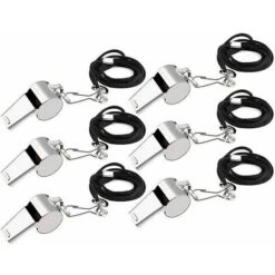 Confezione Da 6 Fischietti In Acciaio Inossidabile, Fischietto Con Corda, Fischietto Per Bambini, Fischietto Forte, Fischietto Di Sicurezza Per Arbitro, Sport, Basket, Calcio, Allenatore, , Argento