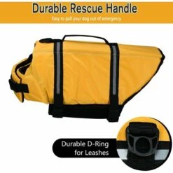 Giubbotto Di Salvataggio Per Cani Con Maniglia Di Salvataggio, Giubbotto Di Salvataggio Riflettente Regolabile Per Animali Domestici, Migliora La Galleggiabilità Per Il Nuoto, Il Surf 1 Pezzo (giallo, -Cibi per cani in Italia 92067006 4