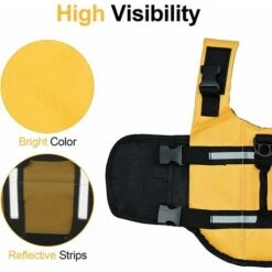 Giubbotto Di Salvataggio Per Cani Con Maniglia Di Salvataggio, Giubbotto Di Salvataggio Riflettente Regolabile Per Animali Domestici, Migliora La Galleggiabilità Per Il Nuoto, Il Surf 1 Pezzo (giallo, -Cibi per cani in Italia 92067006 5