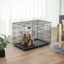 Songmics FEANDREA Gabbia Metallica Pieghevole Per Cani Con 2 Porte, L (92,5 X 57,5 X 64 Cm), Nero -Cibi per cani in Italia 92552025 3