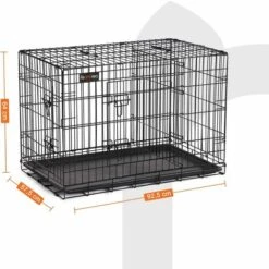 Songmics FEANDREA Gabbia Metallica Pieghevole Per Cani Con 2 Porte, L (92,5 X 57,5 X 64 Cm), Nero -Cibi per cani in Italia 92552025 5