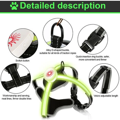 Randaco Imbracatura Per Cani A LED Traspirante Imbracatura Pettorale A LED Modalità Di Illuminazione Riflettente M 4 Randaco Imbracatura Per Cani A LED Traspirante Imbracatura Pettorale A LED Modalità Di Illuminazione Riflettente M - immagine 2