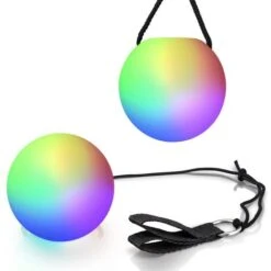 LED Poi Ball Swirling Light Rave Toy (Set Di 2) Palline Poi Che Cambiano Colore